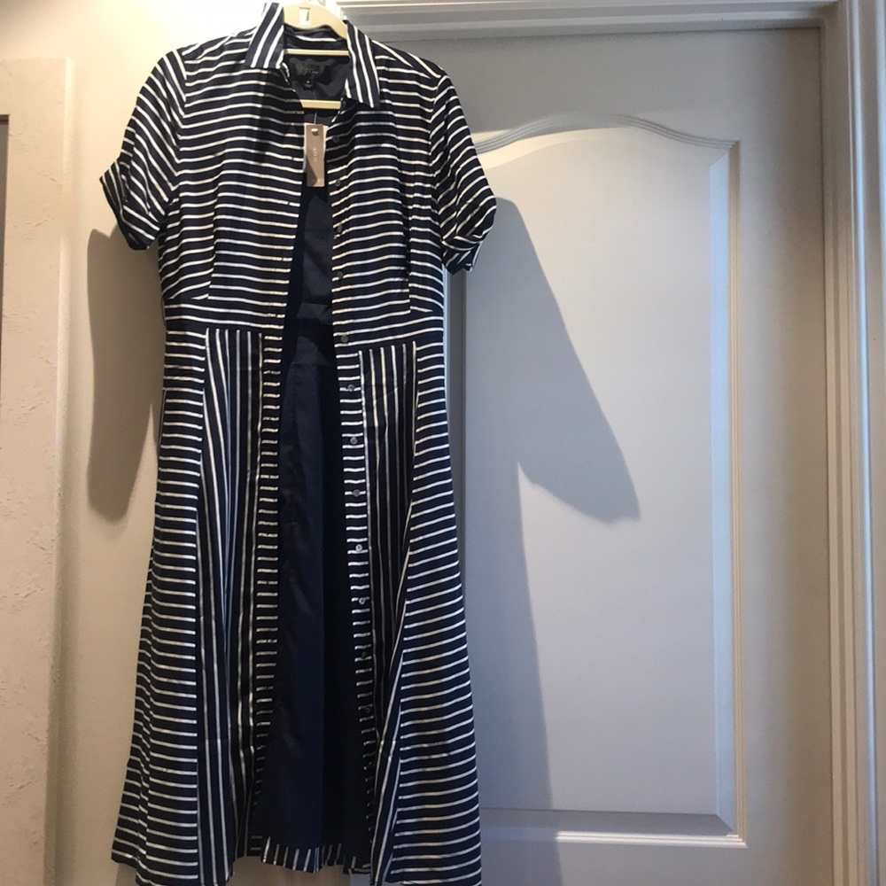 New j crew blue and cream dress with tag size 8